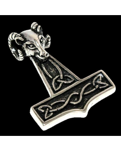 Thorhammer Widderkopf Schmuck Anhänger 925er Silber - Thorhammer - 47x34mm
