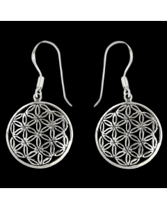 Silberohrhänger Die Blume des Lebens Schmuck 925er Silber - Blume des Lebens - 32x17mm