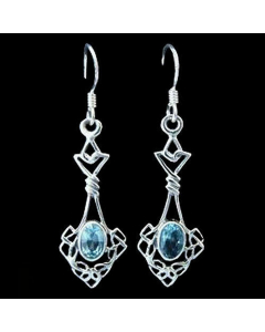 Ohrhänger, Ohrringe Celtic Topazfarbenen Kristallstein 925er Silber