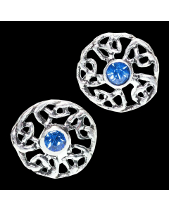 Ohrstecker keltischer Knoten kleiner blauer Glasstein 925er Silber