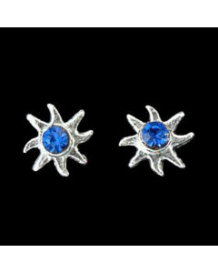 Silberohrstecker Sonne mit blauem Stein Schmuck 925er Silber