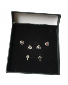 Celtic Ohrstecker Set Kelten Keltisch Triquetra Knoten Kreuz Irland Echtsilber