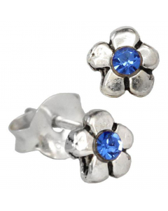 Ohrstecker Blume blau klein Schmuck 925er Silber