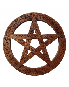 Wandschmuck Deko Pentagramm keltischer Knoten 40 cm Holz geschnitztes Ornament