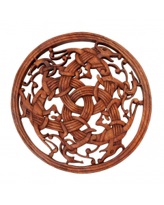 Wikinger Wandbild Drei Drachen keltischer Knoten geschnitztes Ornament Holzbild