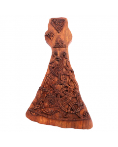 Wandbild Wikinger Axt aus Holz Waffe Beil geschnitztes Ornament Holzbild