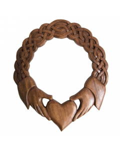 Deko Wandbild Claddagh Freundschafts-Symbol Herz mit Hand Wanddeko Holz 