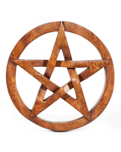 Wandschmuck Pentagramm im Kreis Holz Wand Deko 21 cm Fünfstern auch Drudenfuß