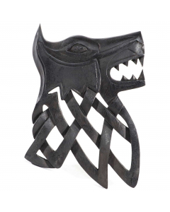 Wandschmuck Fenris Wolf schwarz Wikinger Viking Mythologie geschnitztes Ornament