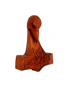 Rabenhammer handmade geschnitztes Ornament Holzbild Rabe Thorhammer Wandrelief