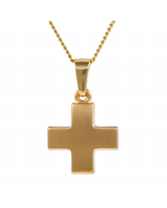 Anhänger Kreuz mattiert aus massiv 585 - 14 kt Gelbgold wahlweise mit massiver Goldkette 1,1 mm 333 - 8 Karat Gelbgold - Länge nach Wahl