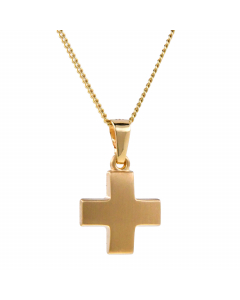 Anhänger Kreuz mattiert aus massiv 585 - 14 kt Gelbgold wahlweise mit massiver Goldkette 1,1 mm 333 - 8 Karat Gelbgold - Länge nach Wahl