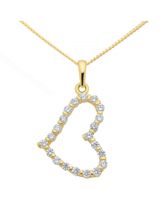 Anhänger Herz aus Gold mit Zirkonia Steinen aus massiv 333 - 8 kt Gelbgold mit massiver Goldkette