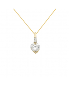 Anhänger aus Gold rhodiniert mit Zirkonia Steinen aus massiv 333 - 8 kt Gelbgold mit massiver Goldkette
