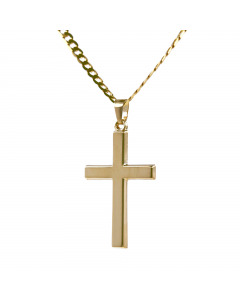 Anhänger Kreuz aus massiv 585 - 14 kt Gelbgold wahlweise mit massiver Goldkette 1,1 mm 333 - 8 Karat Gelbgold - Länge nach Wahl