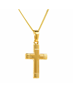 Anhänger Kreuz aus massiv 333 - 8 kt Gelbgold wahlweise mit massiver Goldkette 1,1 mm 333 - 8 Karat Gelbgold - Länge nach Wahl