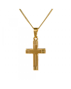 Anhänger Kreuz aus massiv 333 - 8 kt Gelbgold wahlweise mit massiver Goldkette 1,1 mm 333 - 8 Karat Gelbgold - Länge nach Wahl