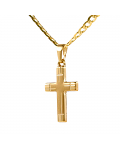 Anhänger Kreuz aus massiv 333 - 8 kt Gelbgold wahlweise mit massiver Goldkette 2,6 mm 333 - 8 Karat Gelbgold - Länge nach Wahl