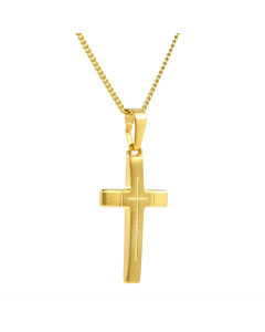 Anhänger Kreuz aus massiv 333 - 8 kt Gelbgold wahlweise mit massiver Goldkette 1,1 mm 333 - 8 Karat Gelbgold - Länge nach Wahl