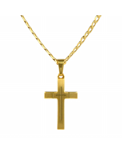 Anhänger Kreuz aus massiv 333 - 8 kt Gelbgold wahlweise mit massiver Goldkette 2,6 mm 333 - 8 Karat Gelbgold - Länge nach Wahl