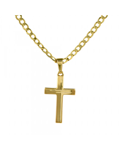 Anhänger Kreuz aus massiv 333 - 8 kt Gelbgold wahlweise mit massiver Goldkette 2,6 mm 333 - 8 Karat Gelbgold - Länge nach Wahl