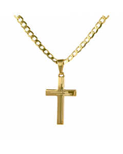 Anhänger Kreuz aus massiv 333 - 8 kt Gelbgold wahlweise mit massiver Goldkette 2,6 mm 333 - 8 Karat Gelbgold - Länge nach Wahl
