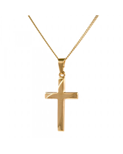 Anhänger Kreuz aus massiv 585 - 14 kt Gelbgold mit massiver Goldkette 1,1 mm 333 - 8 Karat Gold
