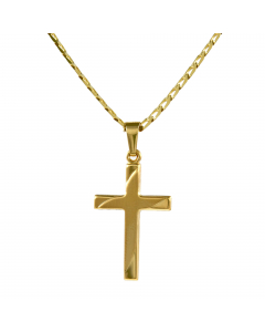 Anhänger Kreuz aus massiv 585 - 14 kt Gelbgold  mit massiver Goldkette 2,6 mm 333 - 8 Karat Gold