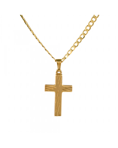 Anhänger Kreuz aus massiv 333 - 8 kt Gelbgold  wahlweise mit massiver Goldkette 2,6 mm 333 - 8 Karat Gelbgold - Länge nach Wahl