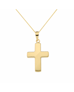 Anhänger Kreuz aus massiv 585 - 14 kt Gelbgold wahlweise mit massiver Goldkette 1,1 mm 333 - 8 Karat Gelbgold - Länge nach Wahl