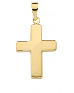 Anhänger Kreuz aus massiv 585 - 14 kt Gelbgold wahlweise mit massiver Goldkette 1,1 mm 333 - 8 Karat Gelbgold - Länge nach Wahl
