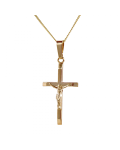 Anhänger Kreuz 585 Gold mit massiver Goldkette 1,1 mm