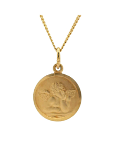 Anhänger Medaille Amor Engel mit massiver Goldkette 1,1 mm 333-8 Karat Gold Juwelier Qualität