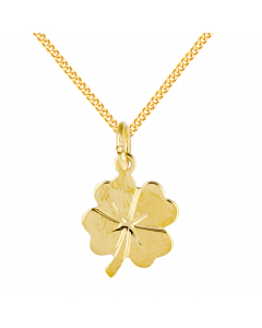 Anhänger Kleeblatt Kettenanhänger aus massiv 333 - 8 kt Gelbgold  mit massiver Goldkette