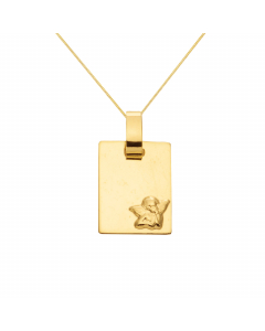 Anhänger Medaille Amor Engel 585 14 Karat Gold mit massiver Goldkette 1,1 mm 585-14 Karat Gold Juwelier Qualität