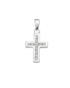 Anhänger Kreuz mit Zirkonia Kettenanhänger aus Silber - massiv 925 Sterlingsilber