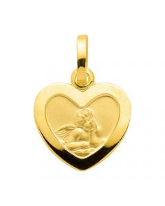 Anhänger Medaille Amor Herz mit Engel mit massiver Goldkette 1,1 mm 333-8 Karat Gold Juwelier Qualität