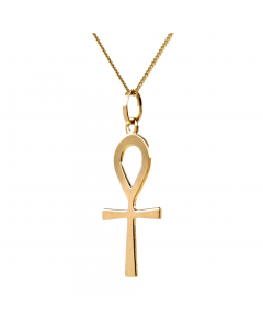 Anhänger ägyptisches Kreuz mit massiver Goldkette 1,1 mm 333-8 Karat Gold Juwelier Qualität