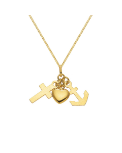 Anhänger Glaube Liebe Hoffnung mit Kette 1,1 mm 333-8 Karat Gold 38 cm