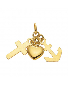 Anhänger Glaube Liebe Hoffnung mit massiver Goldkette 1,1 mm 333-8 Karat Gold Juwelier Qualität