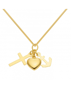 Anhänger Glaube Liebe Hoffnung mit massiver Goldkette 1,1 mm 333-8 Karat Gold Juwelier Qualität