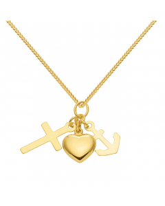 188.95 Anhänger Glaube Liebe Hoffnung mit Kette 1,1 mm 333-8 Karat Gold 38 cm 904-AN10952-SET Goldketten