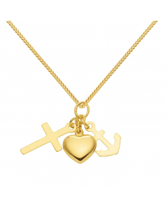 Anhänger Glaube Liebe Hoffnung mit Kette 1,1 mm 333-8 Karat Gold 38 cm