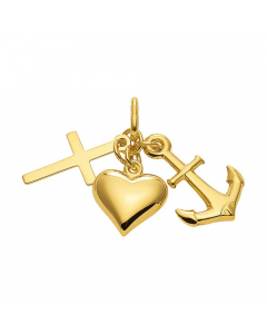 Anhänger Glaube Liebe Hoffnung 585 14 Karat Gold mit massiver Goldkette 1,1 mm 585-14 Karat Gold Juwelier Qualität