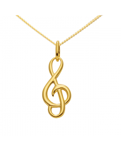 Anhänger Notenschlüssel Kettenanhänger aus massiv 585 - 14 kt Gelbgold  wahlweise mit massiver Goldkette 1,1 mm 333 - 8 Karat Gelbgold - Länge nach Wahl
