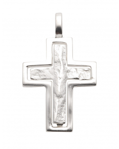 Anhänger Kreuz Kettenanhänger aus Silber gehämmert - massiv 925 Sterlingsilber