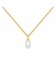Anhänger mit Süßwasserzuchtperle mit massiver Goldkette 1,1 mm 333-8 Karat Gold Juwelier Qualität