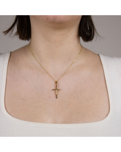 Anhänger Kreuz mit Korpus mit massiver Goldkette 1,1 mm 333-8 Karat Gold Juwelier Qualität