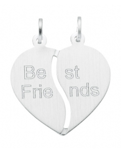 Anhänger Herz Freundschafts Herzanhänger "Best Friends" aus massiv 925 Sterlingsilber