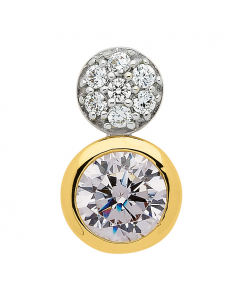 Anhänger aus Gold rhodiniert mit Zirkonia Steinen aus massiv 333 - 8 kt Gelbgold  mit massiver Goldkette
